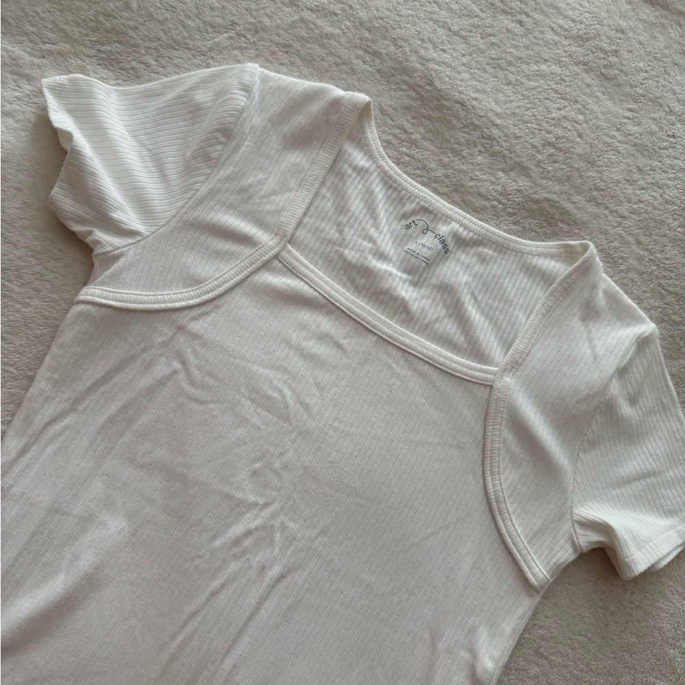 Art Class White Ribbed kids Top Size L - Picture 4 of 5